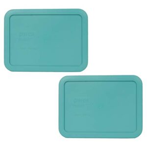 pyrex bundle - 2 items: 7210-pc 3-cup turquoise rectangle plastic food storage lids made in the usa