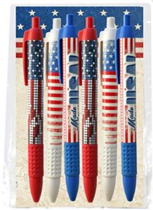 patriotic themed ballpoint pens with grip - 6 pack (made in usa)