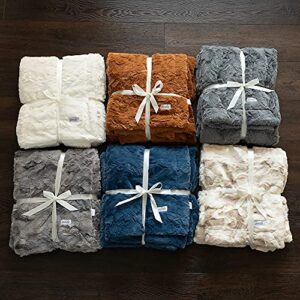 GRACED SOFT LUXURIES Softest Warm Elegant Cozy Faux Fur Home Throw Blanket (Solid Ivory, Extra Large 60" x 80")