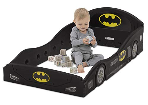 DC Comics Batman Batmobile Car Deluxe Toddler Bed with Attached Guardrails