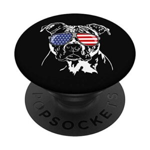 funny proud pitbull american flag patriotic dog breed gift popsockets popgrip: swappable grip for phones & tablets