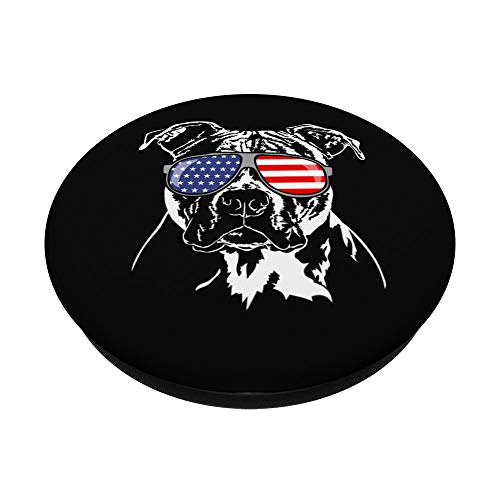 Funny Proud Pitbull American Flag patriotic dog breed gift PopSockets PopGrip: Swappable Grip for Phones & Tablets