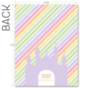 Koko Paper Co Magical Unicorn Fill-in-the-Blanks Thank You Notes. Set of 25 5.5” x 4.25” Flat Note Cards and A2 White Envelopes. Printed on Heavy Card Stock.