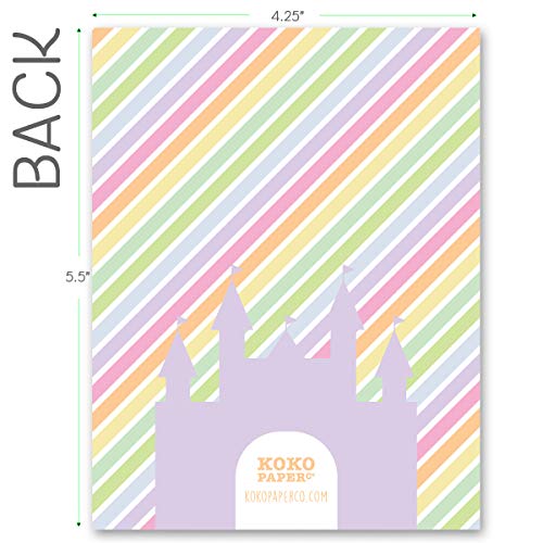 Koko Paper Co Magical Unicorn Fill-in-the-Blanks Thank You Notes. Set of 25 5.5” x 4.25” Flat Note Cards and A2 White Envelopes. Printed on Heavy Card Stock.