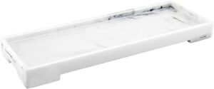 luxspire bathroom vanity tray, toilet tank tray, kitchen sink trays, 11" x 4" resin rectangle bathroom tray for counter, marble tray for soap dispenser perfume jewelry, small, white marble