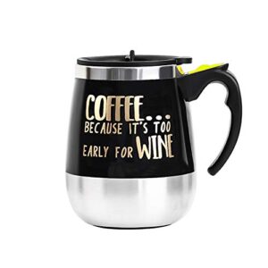 bine self stirring mug auto self mixing stainless steel cup for coffee/tea/hot chocolate/milk mug for office/kitchen/travel/home -450ml/14oz