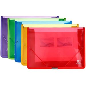 eco-friendly plastic file folders, expandable poly envelope file wallet file document folder with elastic cord closure and card slot,durable&waterproof for office home school -5 colors