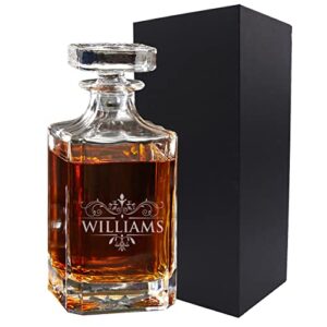 custom monogrammed whiskey decanter - engraved with wps design