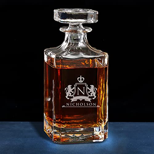 Custom Monogrammed Whiskey Decanter - Engraved with WPS Design