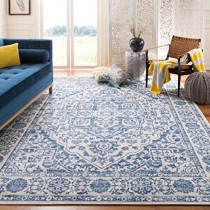 safavieh brentwood collection area rug - 6' x 9', navy & light grey, medallion distressed design, non-shedding & easy care, ideal for high traffic areas in living room, bedroom (bnt832m)