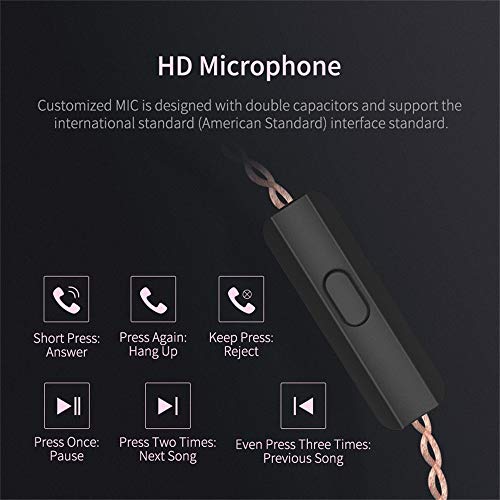 YINYOO KZ ZSN in-Ear Earbuds New 1DD 1BA HiFi Monitor Earphones Noise Cancelling Wired Earbuds Balanced Armature Dynamic Driver Hybrid Headphones with Microphones(Black mic)