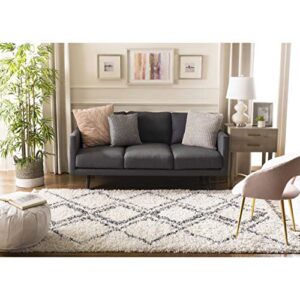 SAFAVIEH Pro Luxe Shag Collection Area Rug - 8' x 10', Cream & Blue, Moroccan Boho Tassel, Non-Shedding & Easy Care, 2.4-inch Thick Ideal for High Traffic Areas in Living Room, Bedroom (PLX432A)