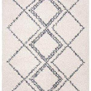 SAFAVIEH Pro Luxe Shag Collection Area Rug - 8' x 10', Cream & Blue, Moroccan Boho Tassel, Non-Shedding & Easy Care, 2.4-inch Thick Ideal for High Traffic Areas in Living Room, Bedroom (PLX432A)