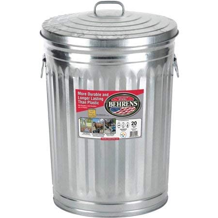 Behrens High Grade Steel 1211 20 Gal Silver Galvanized Steel Trash Can with Lid(Trash Can)