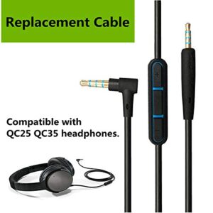 Saipomor QC35II 2.5mm to 3.5mm Audio Cable with Inline-Mic and Volume Control Aux Cord Compatible with Bose QuietComfort 25 QC25 QC35 Soundtrue Headphones(Black) (PVC)