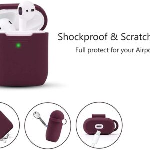 Filoto Case for Airpods, Airpod Case Cover for Apple Airpods 2&1 Charging Case, Cute Silicone Protective Accessories/Keychain/Pompom for Girls and Women, Burgundy