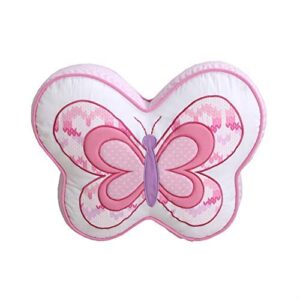 cozy line home fashions pink butterfly shaped decorative throw pillow, cute room decor for kids, girls for reading and lounging comfy pillow