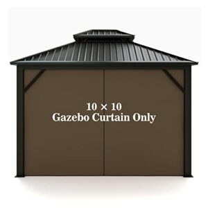 gazebo universal replacement privacy curtain – hugline 10' x 10' gazebo side wall outdoor privacy panel with zipper (brown)