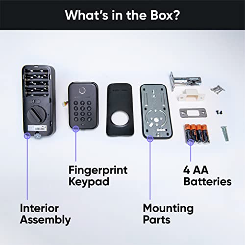 Wyze Lock Bolt, Fingerprint Keyless Entry Door Lock, Smart Bluetooth Deadbolt Replacement, Backlit Keypad, IPX5 Weatherproof, in-App History and Scheduled Access, Auto-Lock, BHMA, UL 20-Min Fire Rated