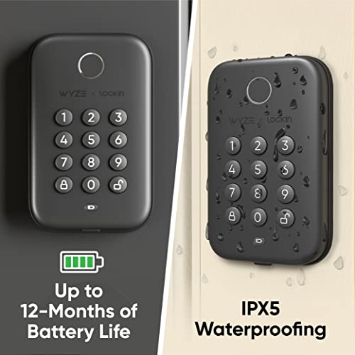 Wyze Lock Bolt, Fingerprint Keyless Entry Door Lock, Smart Bluetooth Deadbolt Replacement, Backlit Keypad, IPX5 Weatherproof, in-App History and Scheduled Access, Auto-Lock, BHMA, UL 20-Min Fire Rated