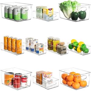 sorbus storage bins clear plastic organizer container holders with handles – versatile for kitchen, refrigerator, cleaning supplies, cabinet, food pantry, bathroom organization (set of 10, clear)