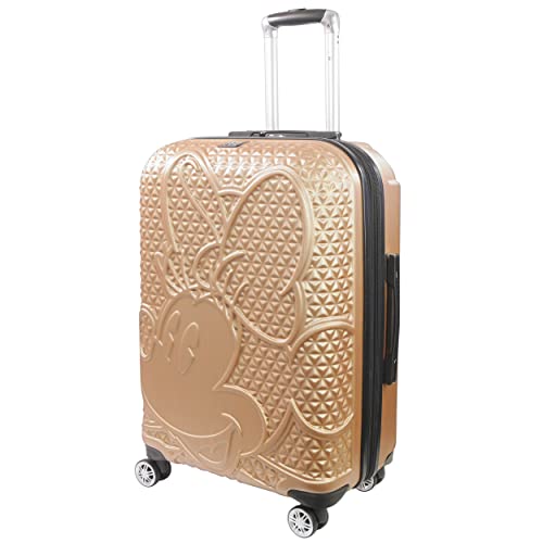 FUL Disney Minnie Mouse 25 Inch Rolling Luggage, Textured Hardshell Suitcase with Wheels, Gold, (FCFL0061-270)