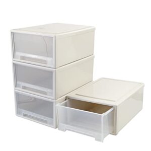 easymanie 17.5 quart stacking storage drawer, 4 pack plastic chest of drawer