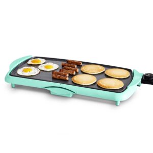 greenlife 20" electric griddle, extra large surface for pancakes eggs fajitas, healthy ceramic nonstick coating, stay cool handles, removable drip tray, temperature control, pfas-free, turquoise