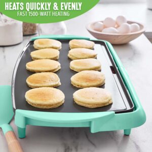GreenLife 20" Electric Griddle, Extra Large Surface for Pancakes Eggs Fajitas, Healthy Ceramic Nonstick Coating, Stay Cool Handles, Removable Drip Tray, Temperature Control, PFAS-Free, Turquoise
