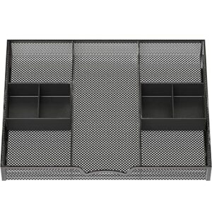Simple Houseware Drawer Organizer Tray w/ 2 Storage Bins, Black