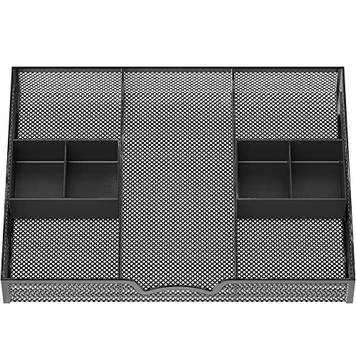 Simple Houseware Drawer Organizer Tray w/ 2 Storage Bins, Black