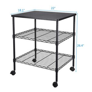 Wire Storage Shelves 3-Shelf Adjustable Shelving Units with Wheels Steel Metal Storage Rack for Kitchen Pantry Closet Laundry Durable Organizer Garage Tool Storage Shelf, Black, Black-e