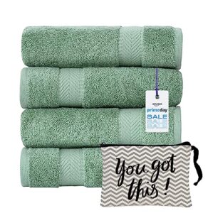 textilom turkish hand towels for bathroom – hotel and spa quality & soft & absorbent & quick dry bathroom hand towels – 100% cotton turkish hand towel set of 4 (16 x 28 inches) - green