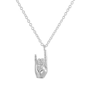 Divine Nine Depot Zeta Phi Beta Hand Sign Pendant Necklace (17 inches), Silver, D9D705