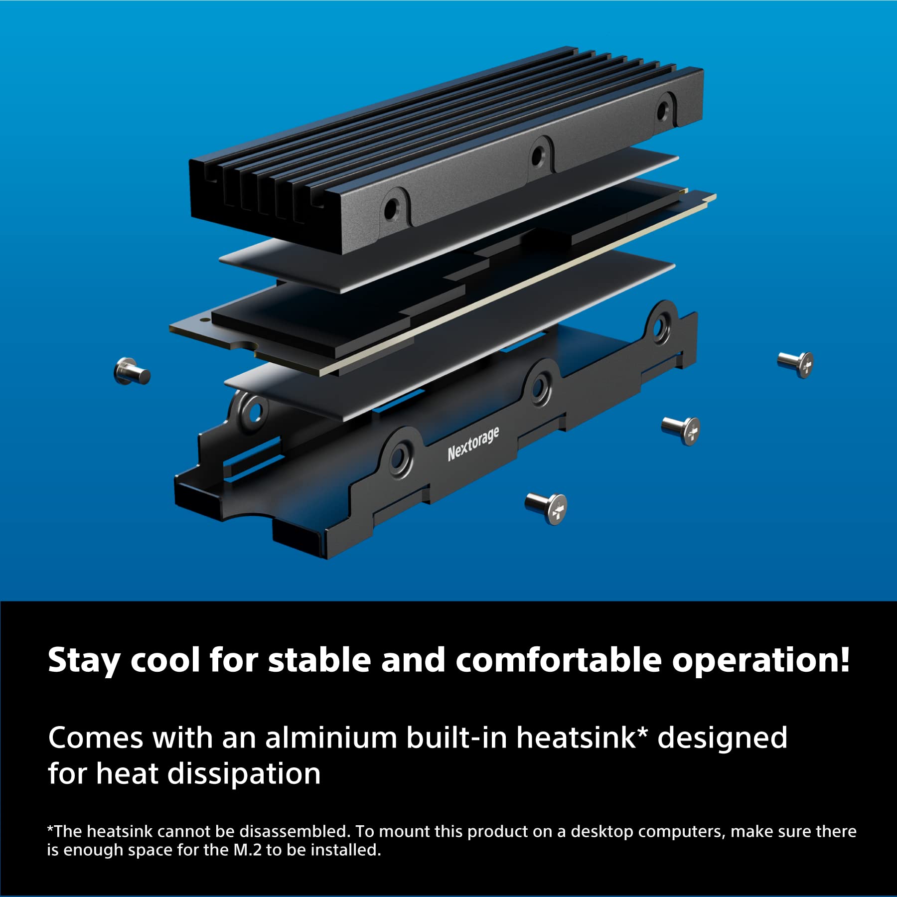 Nextorage Japan 2TB Internal SSD Work with Playstation 5 and PC M.2 2280 with Heatsink PCIe Gen4.0 NVMe NEM-PA2TB/N SYM Maximum Transfer Rate Read: 7300MB/s, Write: 6900MB/s Solid State Drive