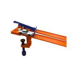 2 lane clamp w start gate (compatible with hot wheels cars and track) (blue/orange)
