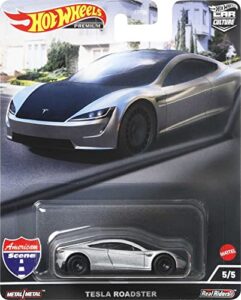 hot wheels tesla roadster safari vehicle for 3 kids years old & up, premium collection of car culture 1:64 scale vehicles