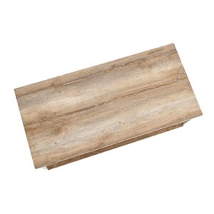 Household Essentials Jamestown Rectangular Coffee Table with Storage Shelf Coastal Oak Rustic Wood Grain and White Metal