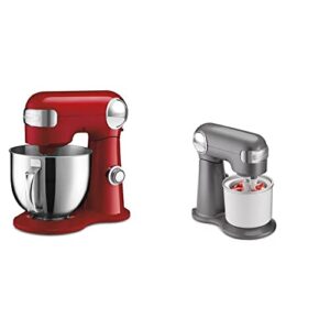 cuisinart sm-50r 5.5-quart stand mixer, ruby red & fresh fruit & ice cream maker attachment, white