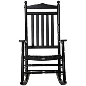 Outsunny Traditional Wooden High-Back Rocking Chair for Porch, Indoor/Outdoor, Black