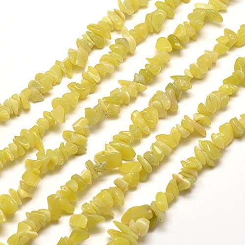 KitBeads 200-230pcs Leomon Jade Chip Beads Drilled Yellow Irregular Healing Beads Lemon Natural Stone Chip Beads for Jewelry Making Bulk