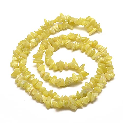 KitBeads 200-230pcs Leomon Jade Chip Beads Drilled Yellow Irregular Healing Beads Lemon Natural Stone Chip Beads for Jewelry Making Bulk