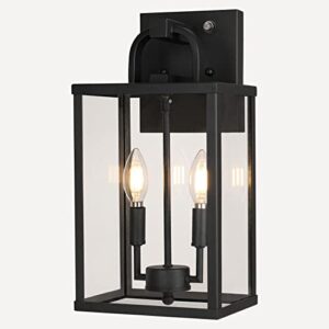 partphoner large outdoor light fixutre 2-light, dusk to dawn outdoor lighting farmhouse front porch light exterior wall lantern sconce with clear glass for entryway doorway house garage