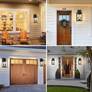 PARTPHONER Large Outdoor Light Fixutre 2-Light, Dusk to Dawn Outdoor Lighting Farmhouse Front Porch Light Exterior Wall Lantern Sconce with Clear Glass for Entryway Doorway House Garage