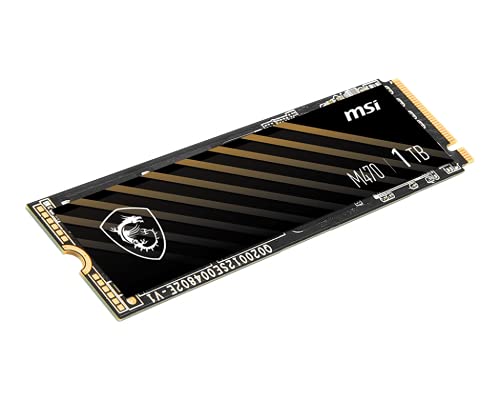 MSI M470 M.2 2280 1TB PCI-Express 4.0 x4 NVMe 1.3 3D NAND Internal Solid State Drive, Bundle with Mytrix Heatsink Cooler 2280 M.2 SSD Double-Sided Heat Sink with Silicone Thermal Pad for PS5/PC - Gray