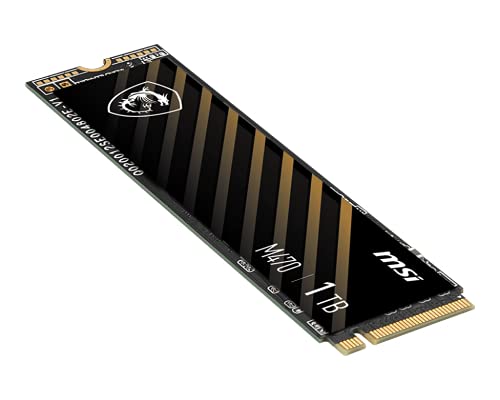 MSI M470 M.2 2280 1TB PCI-Express 4.0 x4 NVMe 1.3 3D NAND Internal Solid State Drive, Bundle with Mytrix Heatsink Cooler 2280 M.2 SSD Double-Sided Heat Sink with Silicone Thermal Pad for PS5/PC - Gray