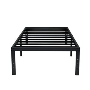 emoda 16 inch heavy duty twin bed frame, metal platform bed frames no box spring needed, noise free, easy assembly, black