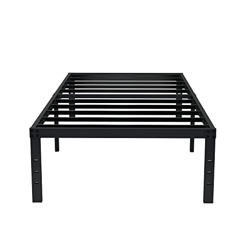 EMODA 16 Inch Heavy Duty Twin Bed Frame, Metal Platform Bed Frames No Box Spring Needed, Noise Free, Easy Assembly, Black