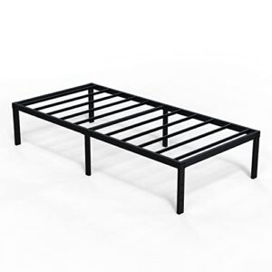 EMODA 16 Inch Heavy Duty Twin Bed Frame, Metal Platform Bed Frames No Box Spring Needed, Noise Free, Easy Assembly, Black