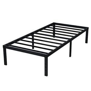 EMODA 16 Inch Heavy Duty Twin Bed Frame, Metal Platform Bed Frames No Box Spring Needed, Noise Free, Easy Assembly, Black